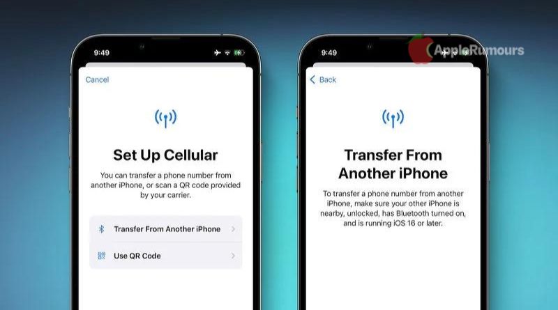 By Using Bluetooth, iOS 16 allows you to transfer an eSIM Between iPhones-feature