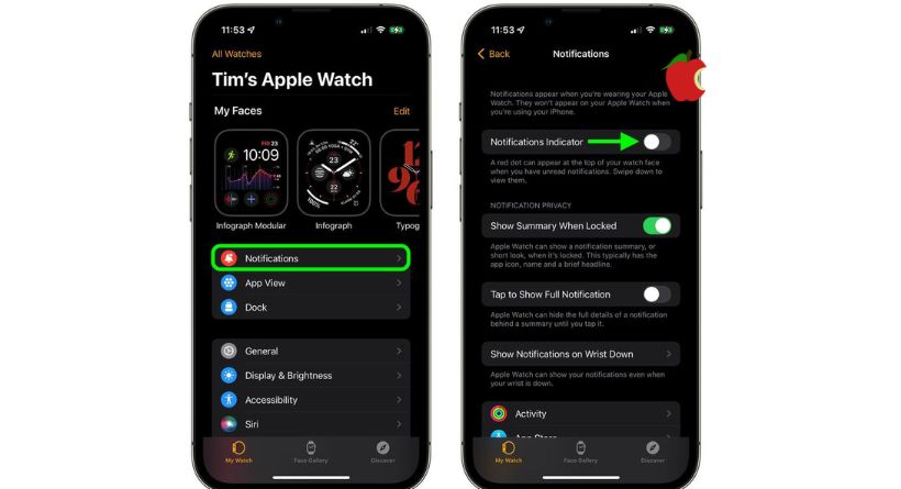 How to hide the red dot on Apple Watch-2